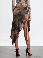 Tassel Wrap Asymmetric Midi Skirt