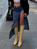 Maxi Denim Skirt with Slit