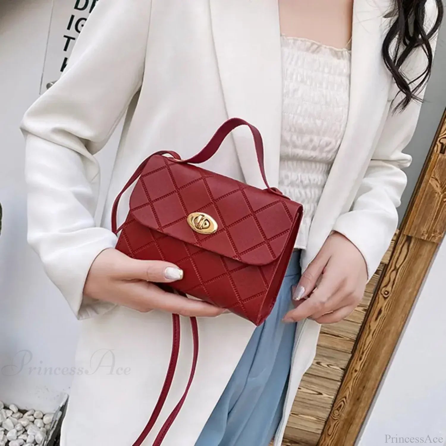 Textured Long Strap Faux Leather Crossbody Wallet Handbag