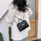 Textured Long Strap Faux Leather Crossbody Wallet Handbag