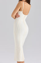 Bandage Spaghetti Strap Scoop Neck Contour Seam Mini Dress