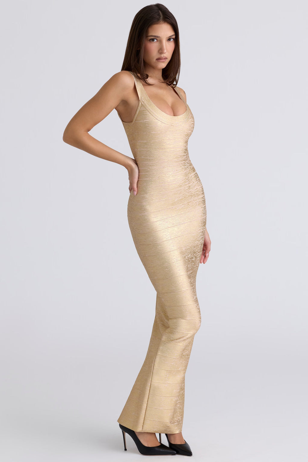 Sleeveless Scoop Neck Bandage Mermaid Maxi Dress