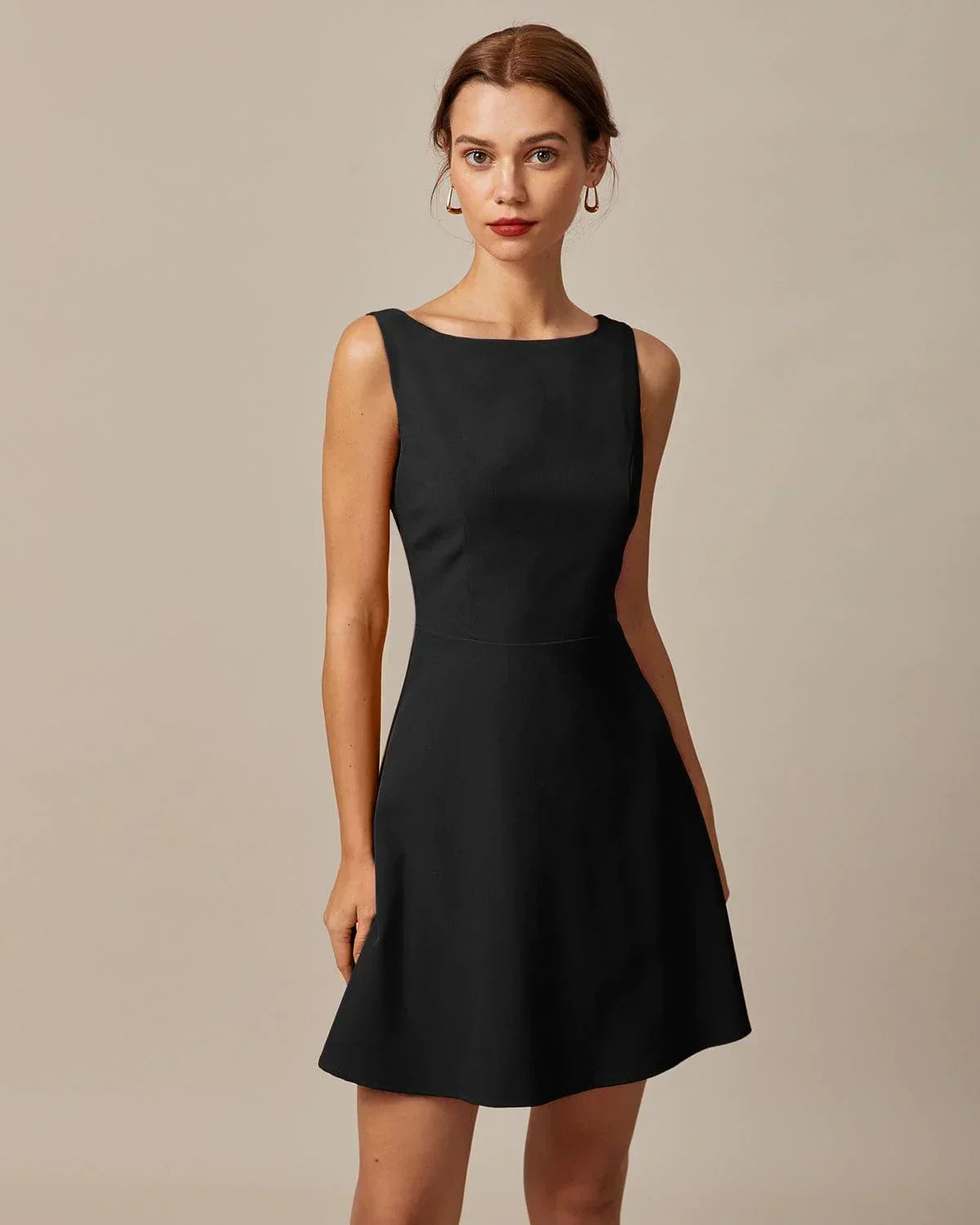 Boat Neck Sleeveless Fit And Flare A-Line Mini Dress