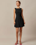 Boat Neck Sleeveless Fit And Flare A-Line Mini Dress