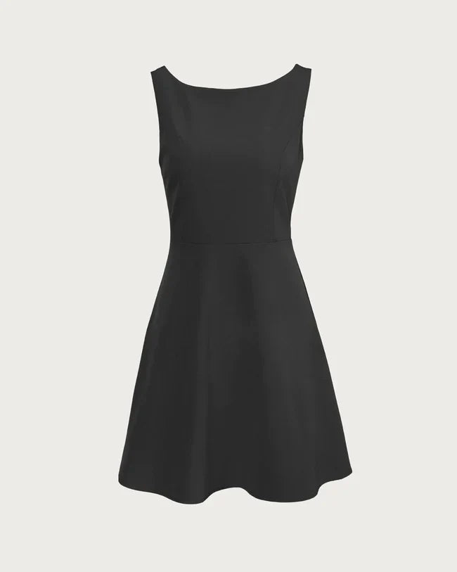 Boat Neck Sleeveless Fit And Flare A-Line Mini Dress
