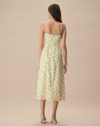 Scoop Neck Spaghetti Strap Gathered Waist Ditsy Floral Mini Dress