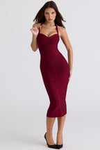 Bandage Halter Neck Sweetheart Ruched Bodycon Midi Dress