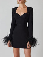 Thea Feather Bodycon Mini Dress