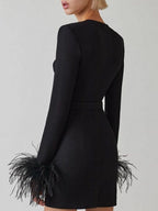 Thea Feather Bodycon Mini Dress