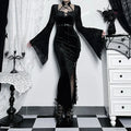 Thin Suede Separated Flared Full-Length Dress