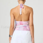 Tie-Dye Halter Backless Crop Top