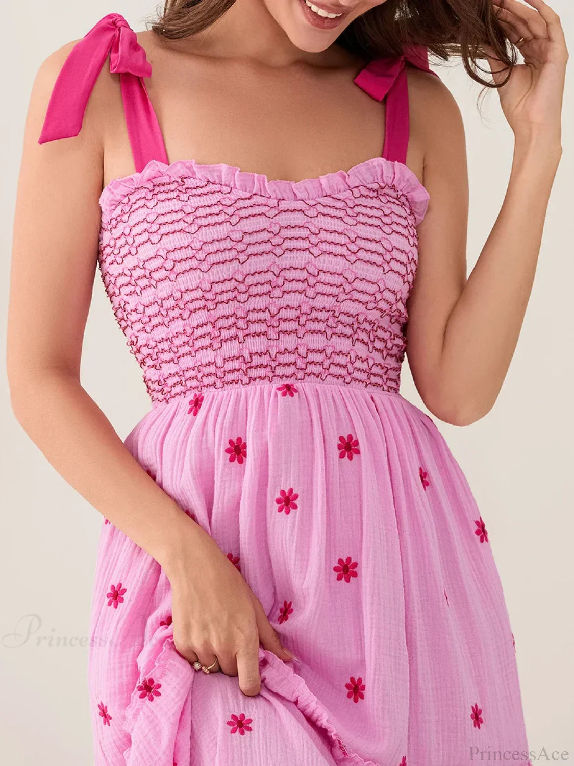 Tie-Shoulder Flowers Tank Tiered Ruffle Sweetheart Floral Dress
