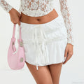 Tie-Up Front Ruched Mini Skirt