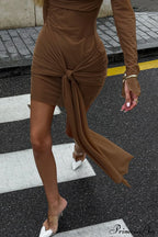 Tie Waist Bodycon Stylish Mini Dress