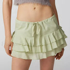 Tiered Ruffle Drawstring Skirt