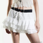 Tiered Ruffle Drawstring Skirt