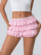 Tiered Ruffled Elastic Waist Short