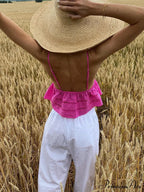 Bright Pink Elegant Crop Top