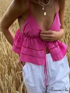 Bright Pink Elegant Crop Top