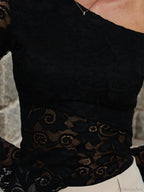 Transparent Cut Neck Knitted Top