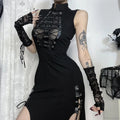 Transparent Patchwork Bandage Hem Midi Dress
