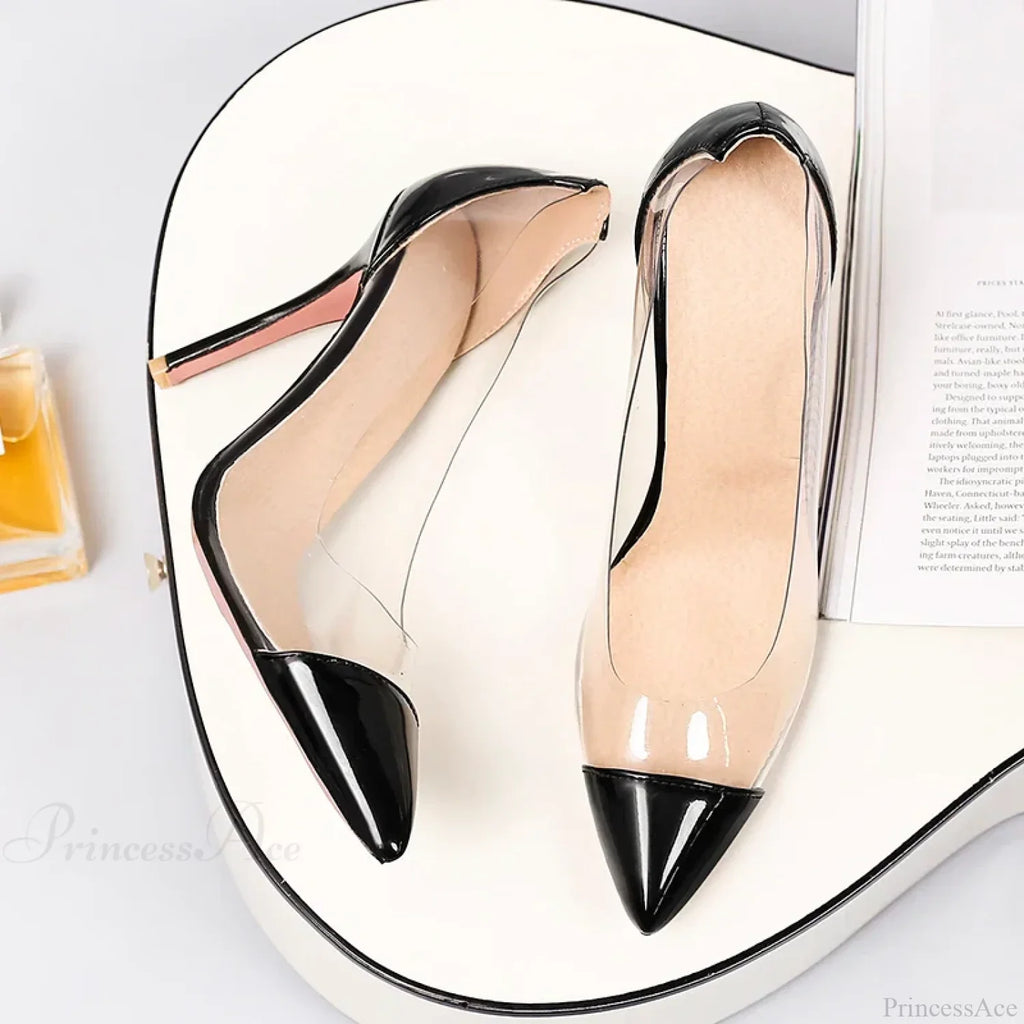 Transparent Patent Leather High Heels Versatile Elegant Sexy Stiletto Extra Large Size Sandals High Heel