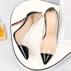 Transparent Patent Leather High Heels Versatile Elegant Sexy Stiletto Extra Large Size Sandals High Heel