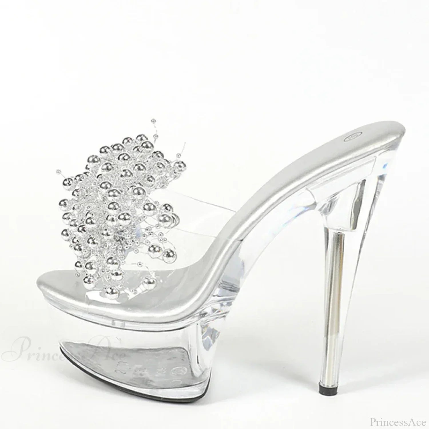 Transparent Slippers Silver Pearl Designer Sexy Open Toe Clear High Heels Platform Sandals High Heel