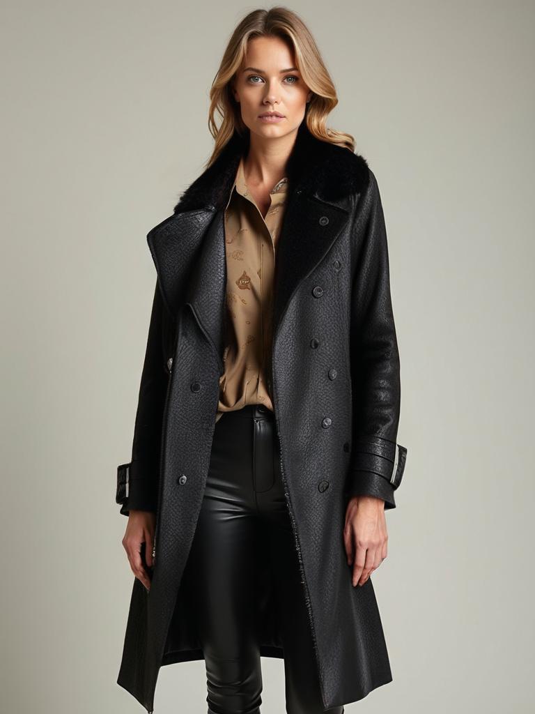 | Leather trench coat