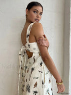 Tropical Print Knotted Long Dress