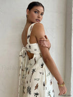 Off-white Tropical Print Knotted Long Dress