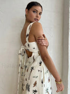Off-white Tropical Print Knotted Long Dress
