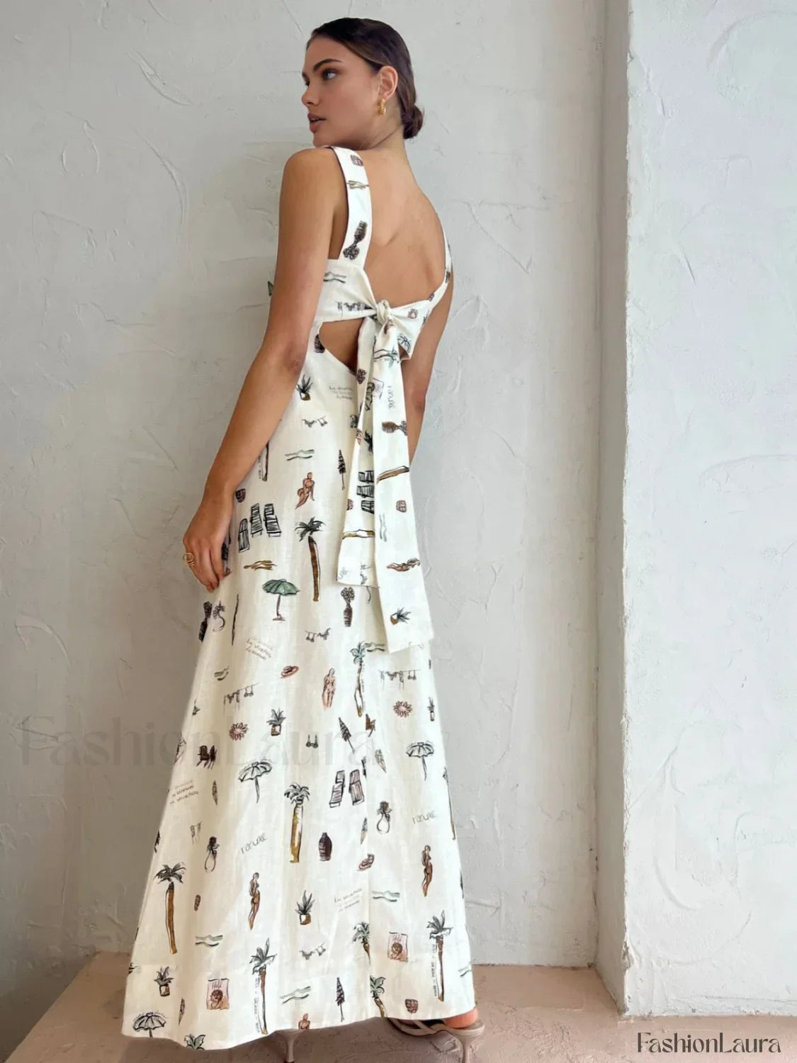 Off-white Tropical Print Knotted Long Dress