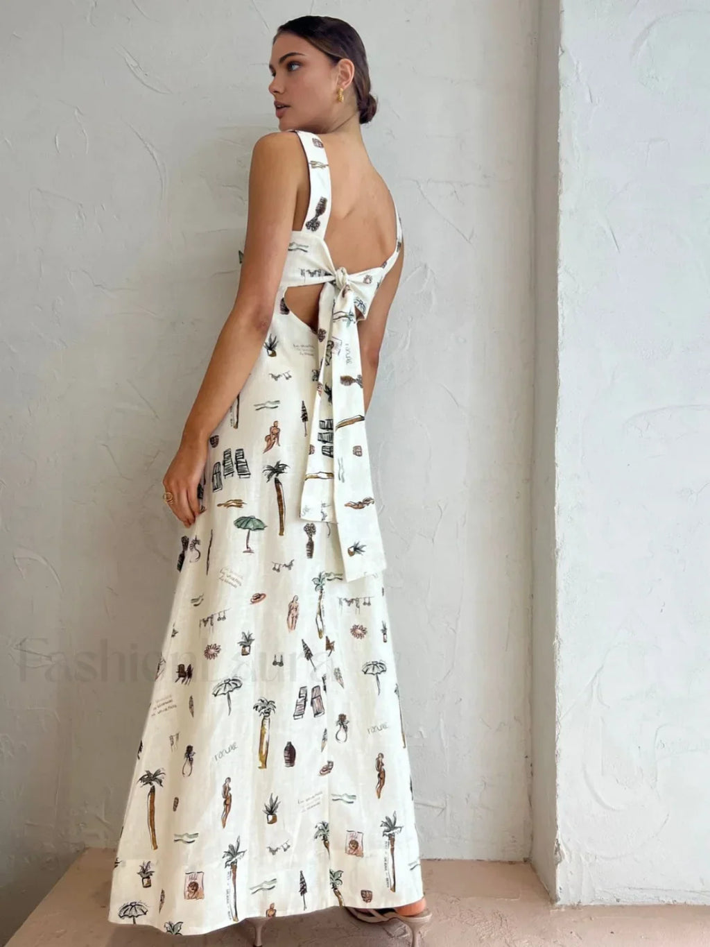 Off-white Tropical Print Knotted Long Dress