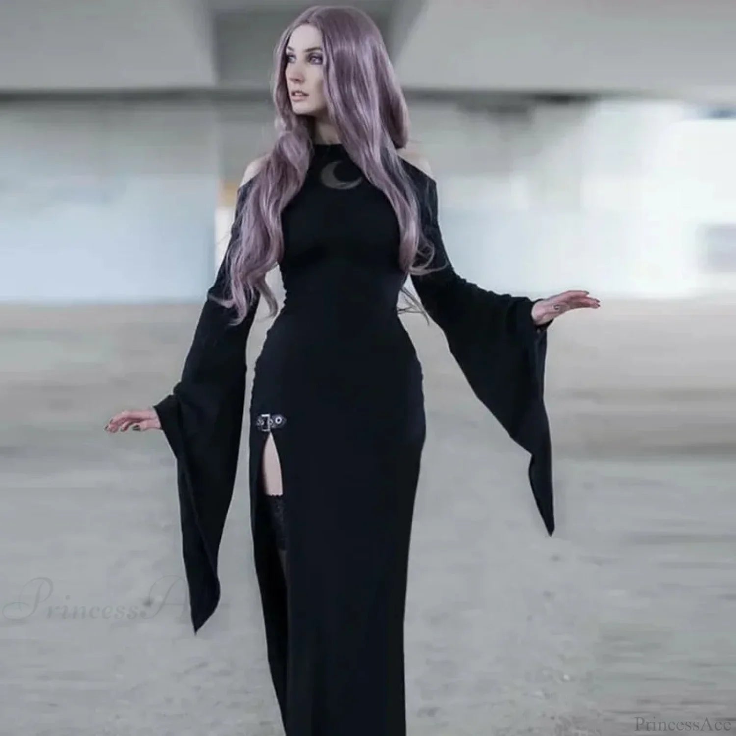 Trumpet Sleeve Lunar Maxi Dress