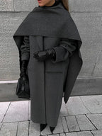Turn-Down Collar Double-Breasted Overcoat