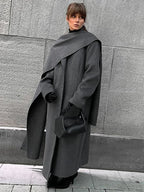 Turn-Down Collar Double-Breasted Overcoat