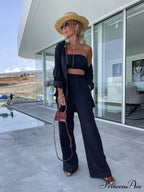 Turn-Down Collar Long Sleeve Suit