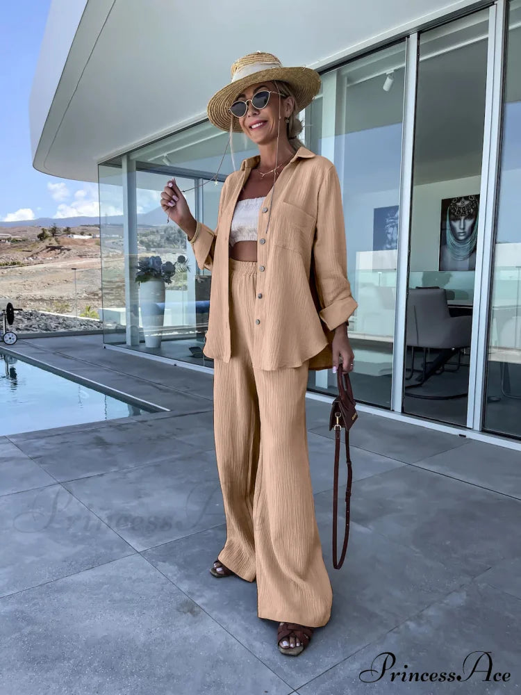 Turn-Down Collar Long Sleeve Suit
