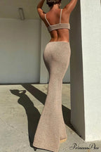 Twisted-front Backless Knit Cami Dress with Cutout