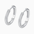 Pave Moissanite Round Cut Sterling Silver Hinge Hoop Earrings