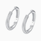 Pave Moissanite Round Cut Sterling Silver Hinge Hoop Earrings