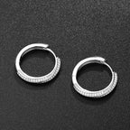 Pave Moissanite Round Cut Sterling Silver Hinge Hoop Earrings