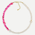 Two Tone Gold Plated Natural Stone Pearl Beaded Choker Necklace