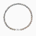 Gray Baroque Freshwater Pearl Choker Necklace with Double Clasp and Two Tone Design