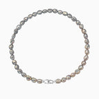 Gray Baroque Freshwater Pearl Choker Necklace with Double Clasp and Two Tone Design