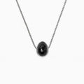 Onyx Pebble Pendant Necklace with Sterling Silver Plated Box Chain