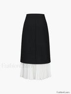 Two Tone Pleated Long Skirt