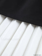 Two Tone Pleated Long Skirt