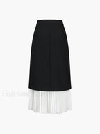 Two Tone Pleated Long Skirt